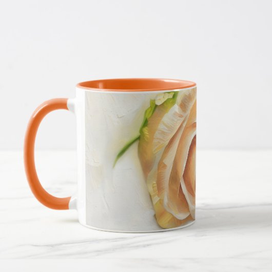 Pretty Orange Cream Rose Art Coffee Tea Mug Mok (Links)