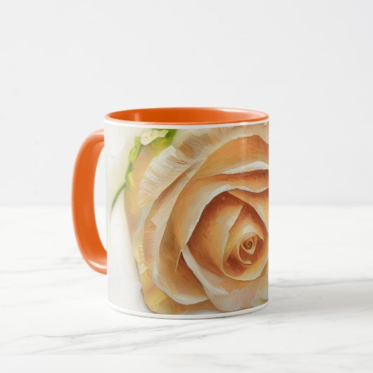 Pretty Orange Cream Rose Art Coffee Tea Mug Mok (Voorkant links)