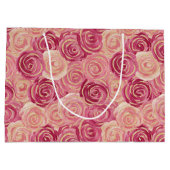 Pretty Painted Roses Print Large Gift Bag Groot Cadeauzakje (Achterkant)