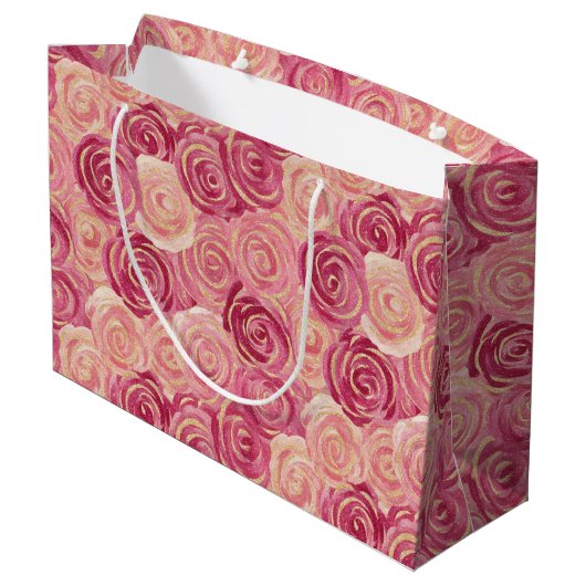 Pretty Painted Roses Print Large Gift Bag Groot Cadeauzakje (Achterkant Gekanteld)
