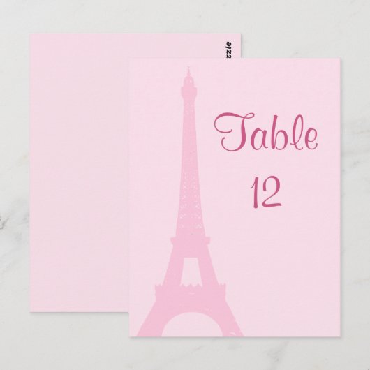 Pretty Paris Numéro de table (Devant / Derrière)