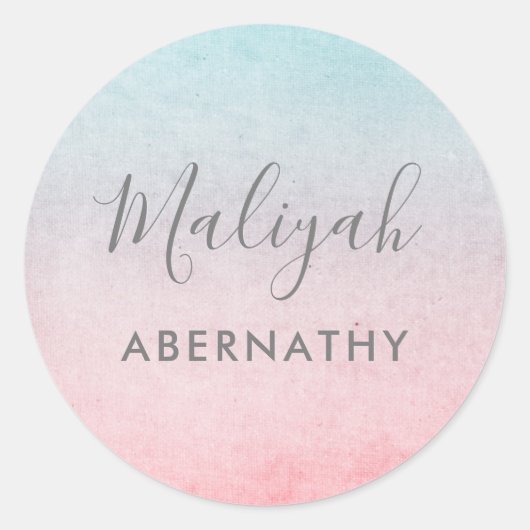 Pretty Pastel Aquarelle Nom de l'école Étiquette C (Devant)
