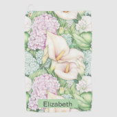 Pretty Pastel Calla Lily Personalized Golfhanddoek (Voorkant)