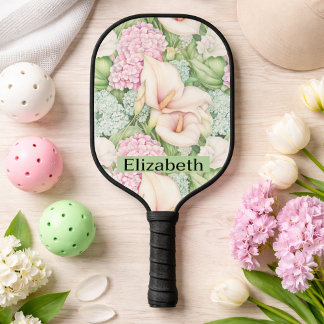Pretty Pastel Calla Lily Personalized Pickleball Paddle