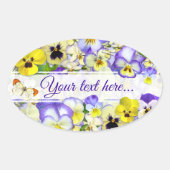 Pretty Pastel Pansies Your Text Ovale Sticker (Voorkant)