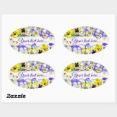 Pretty Pastel Pansies Your Text Ovale Sticker (Vel)