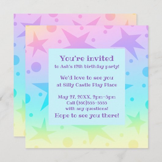 Pretty Pastel Stars And Dots Gradient Kaart (Voorkant / Achterkant)