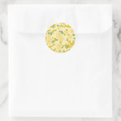 Pretty Pastel Yellow Floral Pattern, Ronde Sticker (Tas)