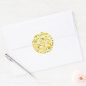 Pretty Pastel Yellow Floral Pattern, Ronde Sticker (Envelop)