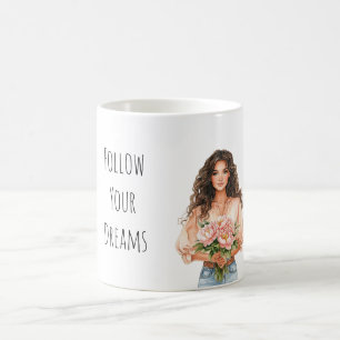 Pretty Peach Bloemendromen Bruin Haar Dame Koffiemok