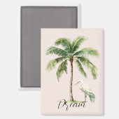 Pretty Peach Tropical Palm Tree Bird Magneet (Voorkant / Achterkant)