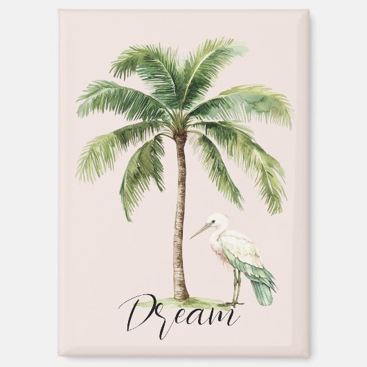 Pretty Peach Tropical Palm Tree Bird Magneet (Voorkant)