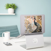 Pretty Peacocks Goud Glam   Sticker (Laptop op bureau)