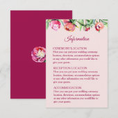 Pretty Peonies Cartes d'information Mariage (Devant / Derrière)