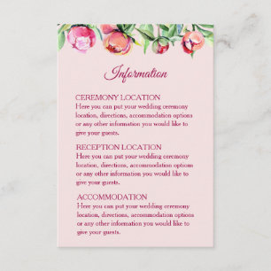 Pretty Peonies Cartes d'information Mariage