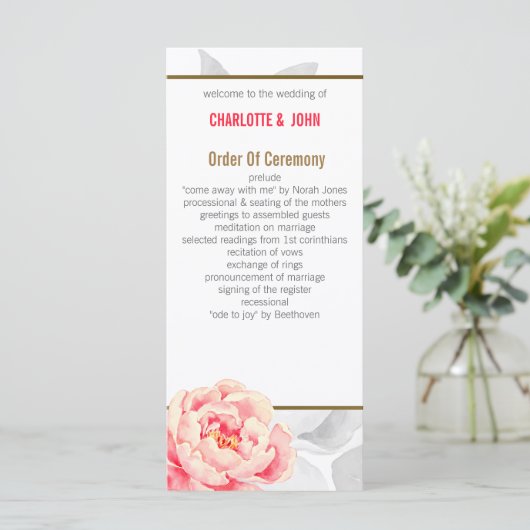 Pretty Peonies Moderne Floral programmes de mariag (Debout devant)