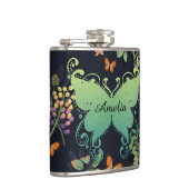 Pretty Personalised Dark Floral Butterfly Pattern Heupfles (Rechts)