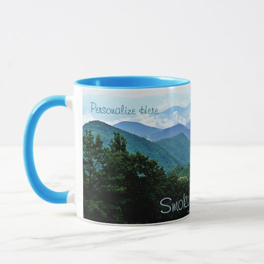 Pretty Personalized Smoky Mountains Blue Green Mug (Gauche)
