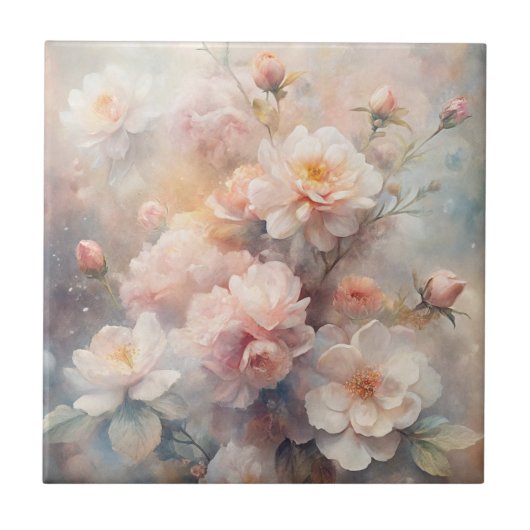 Pretty Pink and White Flowers Tegeltje (Voorkant)