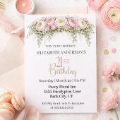 Pretty Pink and White Peony 21st Birthday Kaart