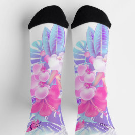 Pretty Pink Blue Purple Floral Tropical Sokken
