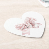 Pretty Pink Bow Bridal Shower Kartonnen Onderzetters (Gekanteld)