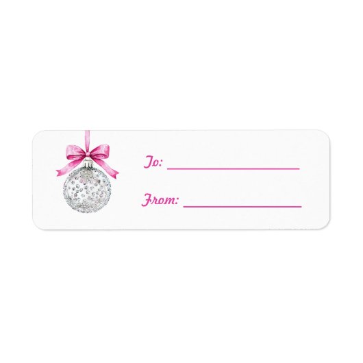 Pretty Pink Bow Silver Ornament Christmas Etiket (Voorkant)