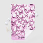 Pretty Pink Butterflies Personalized Golfhanddoek (Insitu)