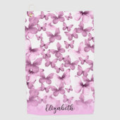 Pretty Pink Butterflies Personalized Golfhanddoek (Voorkant)