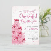 Pretty Pink Christmas Birthday Party Invitation (Debout devant)