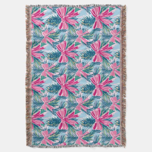 Pretty Pink Coquette Bow And Tree Sprig Pattern Deken (Voorkant Verticaal)