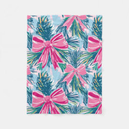 Pretty Pink Coquette Bow And Tree Sprig Pattern Fleece Deken