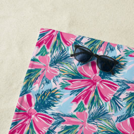 Pretty Pink Coquette Bow And Tree Sprig Pattern Strandlaken