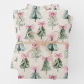 Pretty Pink Coquette Bow Christmas Tree Pattern Inpakpapier Vel (In situ)