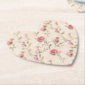 Pretty Pink Cream Roses Floral Bridal Shower Kartonnen Onderzetters (Gekanteld)