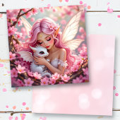 Pretty Pink Elven Fairy & Dragon Blank Kaart
