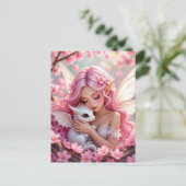 Pretty Pink Elven Fairy & Dragon  Briefkaart (Staand voorkant)