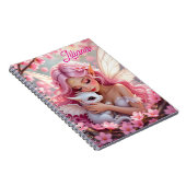 Pretty Pink Elven Fairy & Dragon Personalized Notitieboek (Rechterzijde)