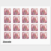 Pretty Pink Elven Fairy & Dragon  Vierkante Sticker (Vel)