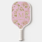 Pretty Pink Floral custom monogram ladies  Pickleball Paddle (Achterkant)