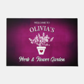 Pretty Pink & Floral Personalized Welcome Deurmat (Voorkant)
