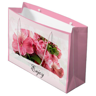 Pretty Pink Flower  Gift Bag Groot Cadeauzakje