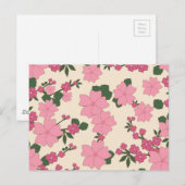 Pretty Pink Flower Pattern Briefkaart (Voorkant / Achterkant)