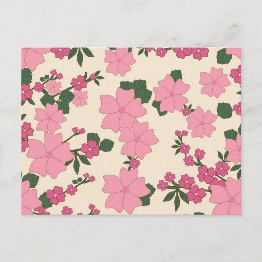 Pretty Pink Flower Pattern Briefkaart (Voorkant)
