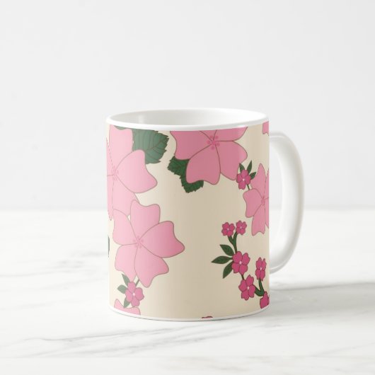 Pretty Pink Flower Pattern Koffiemok (Voorkant rechts)