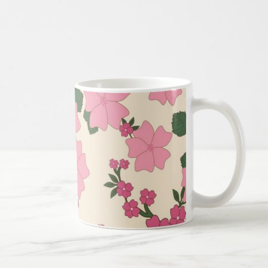 Pretty Pink Flower Pattern Koffiemok (Rechts)