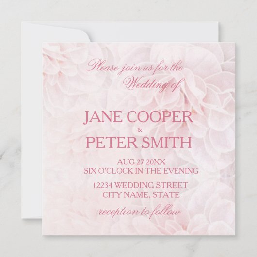 Pretty pink flowers Budget Wedding Invitation (Devant)