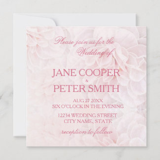 Pretty pink flowers Budget Wedding Invitation Kaart