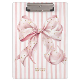 Pretty Pink Gold Confetti Bow Klembord