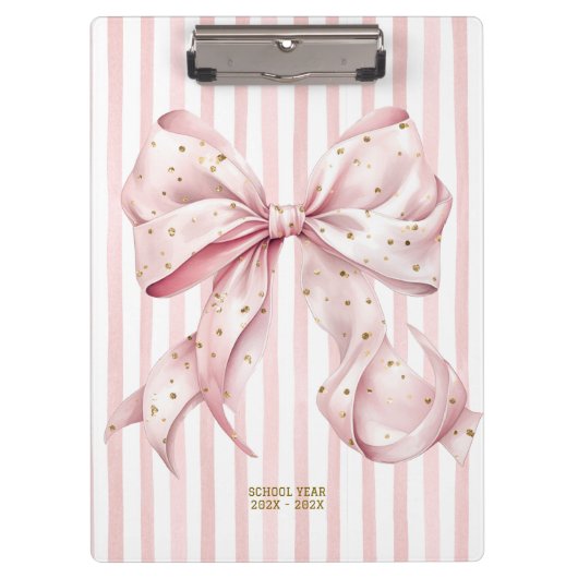 Pretty Pink Gold Confetti Bow Klembord (Voorkant)